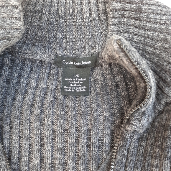 Calvin Klein ¼ Zip Men's Large Charcoal Salt and Pepper - Picture 12 of 16